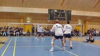 Badmintonspieler in der Sporthalle Mollardgasse