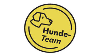 Logo des Hundeteams, ein Hund mit dem Schriftzug Hunde-Team