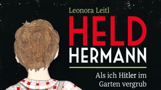 Buch-Cover mit Junge in kariertem Hemd, Steinschleuder in der Hosentasche und Titel "Held Hermann"