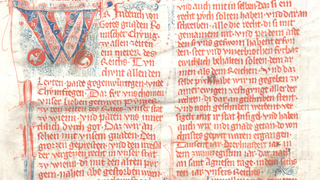Initial "W" in the city's book of town privileges (1320)
