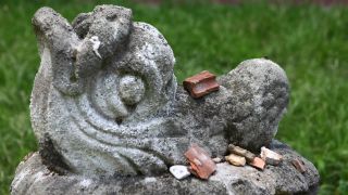 headstone with stones