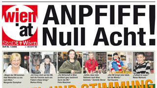 Titelseite der Stadtzeitung "wien.at" aus dem Jahr 2008