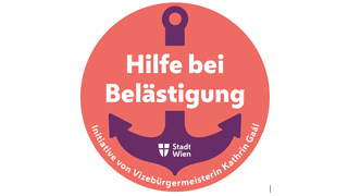 Sujet der Kampagne, Anker mit Schriftzug "Hilfe bei Belästigung"