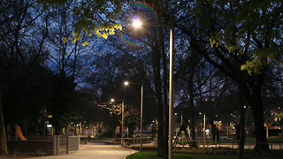 Public lighting in Ressel Park. Footpaths are fully illuminated.