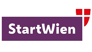 StartWien-Schriftzug auf violettem Hintergrund