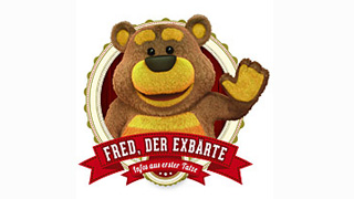 Winkender Stoffbär, Logo von "Fred, der Exbärte"