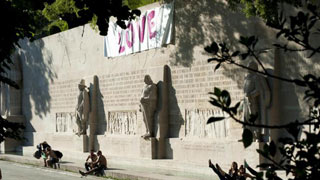 Big sign on a wall showing the word "LOVE"