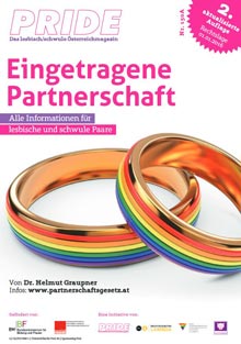 Cover der Zeitschrift PRIDE mit dem Thema "Eingetragene Partnerschaft"