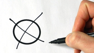Hand mit Stift und angekreuztem Kreis