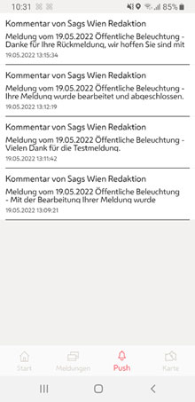 Screenshot "Sag's Wien" - Nachrichten