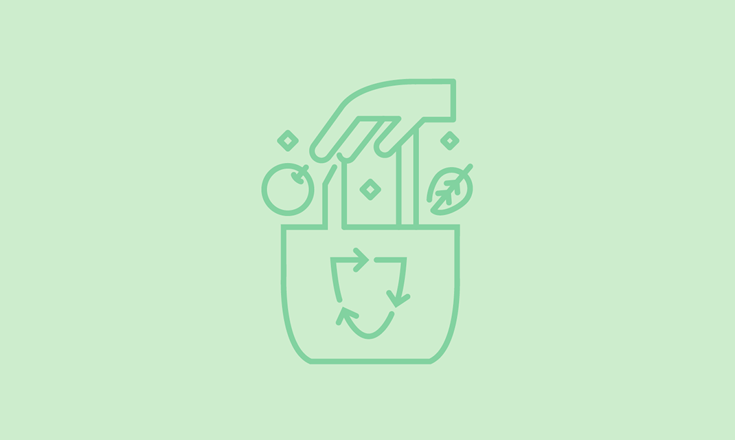 Beispiel für Linienillustration: Einkaufstasche mit Recycling-Piktogramm