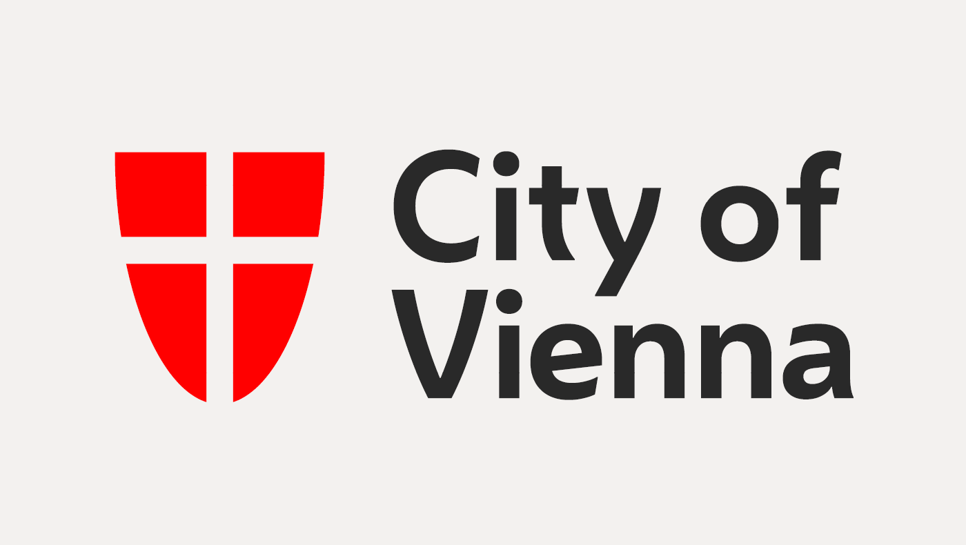 Logo der Stadt Wien in Englisch auf grauem Grund