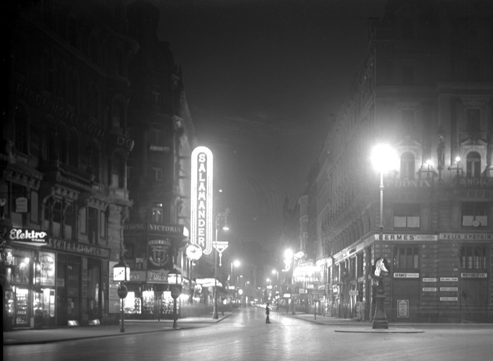 Kärntner Straße bei Nacht im Jahre 1928