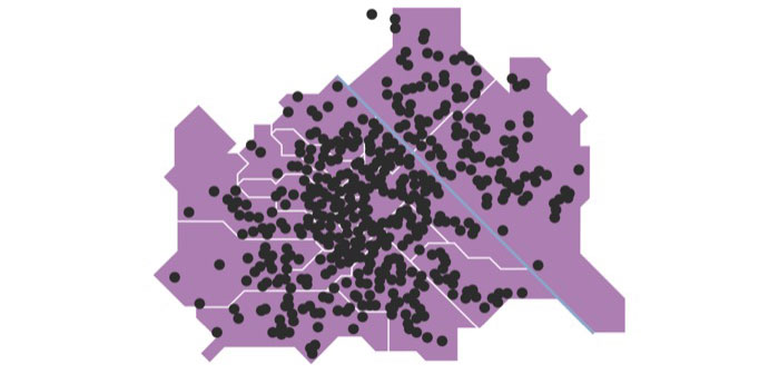 Grafik über die in der Stadt Wien verfügbaren Spielplätze und deren Verteilung
