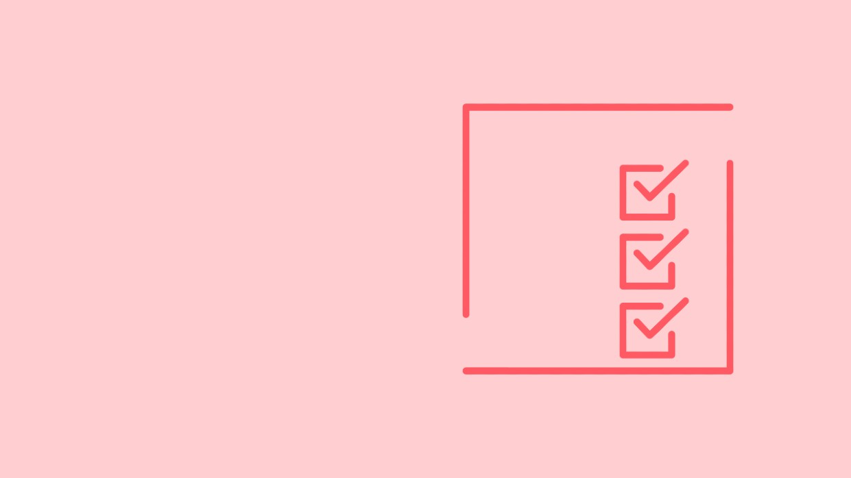 Kapitelbild: Schematische Darstellung von abgehakten Checkboxen auf Blatt Papier. Rot auf rosa Hintergund. 
(c) Wiener Programm für Frauengesundheit