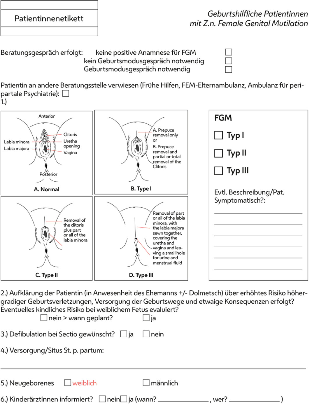 Medizinisches Dokumentationsblatt