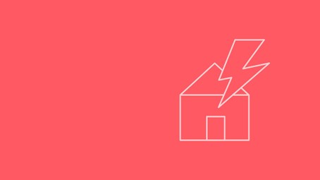 Kapitelbild: Grafik eines Hauses mit einem Blitz. Symbolische Darstellung von häuslicher Gewalt.
