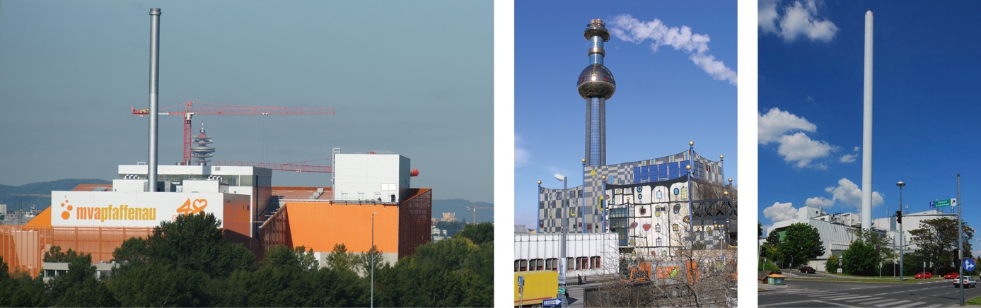 Die Müllverbrennungsanlagen Pfaffenau, Spittelau und Flötzersteig. 