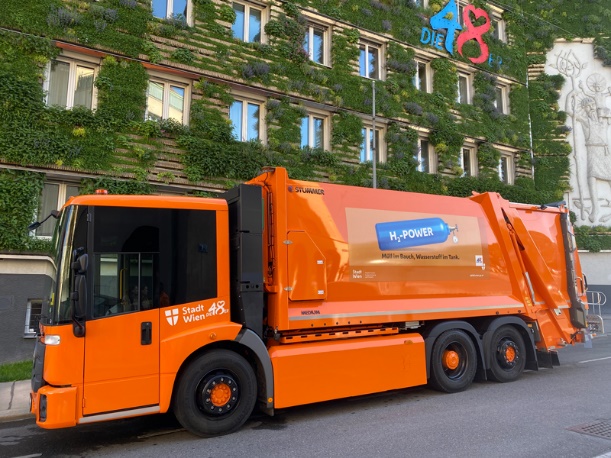 Abbildung: Das erste wasserstoffbetriebene Müllsammelfahrzeug Wiens. © MA 48