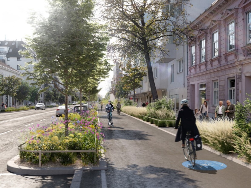 Abbildung: Der neue Radhighway verbindet die Donaustadt mit der inneren Stadt.. © EGKK, Arriola & Fiol – Schreiner Kastler