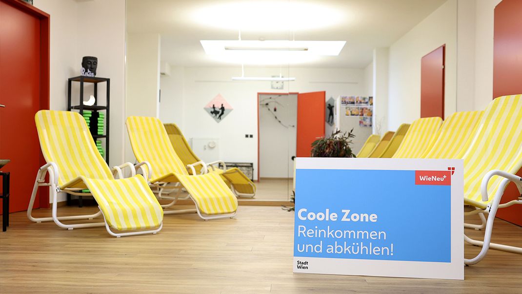 A cool spot with yellow deckchairs