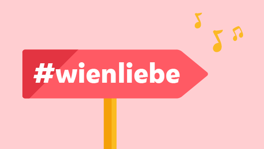 Illustration: Directional sign pointing to #wienliebe.