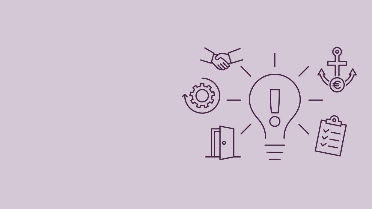 Kapitelbild: Verschiedene Symbole auf blass violettem Hintergrund