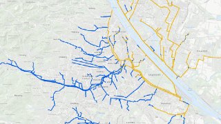 Karte der Wiener Kanalisation mit Geflle