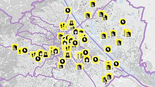 Map with innovative energy projects in Vienna (detail)