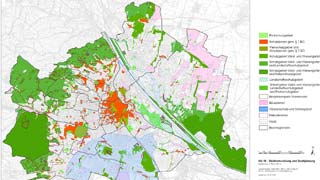 Wien-Karte: Gebiete mit Schutzbestimmungen 2010 farblich dargestellt