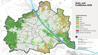 Wien-Karte: Grn- und Freiflchen 2018 farblich dargestellt