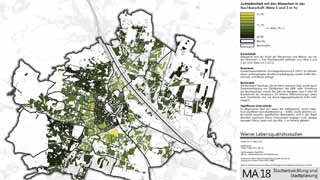 Wien-Karte: Zufriedenheit mit der Nachbarschaft  in 91 Bezirksteilen farblich dargestellt