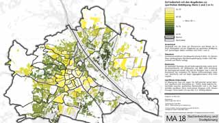 Wien-Karte: Zufriedenheit mit dem Sportangebot  in 91 Bezirksteilen farblich dargestellt