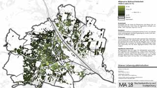 Wien-Karte: Allgemeine Wohnzufriedenheit  in 91 Bezirksteilen farblich dargestellt