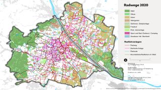 Wien-Karte: Radverkehrsanlagen mit Grnlandnutzung