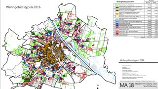 Wien-Karte: 14 Wohngebietstypen 2014 farblich durchgestellt