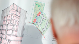 Planzeichnung eines Gebäudes