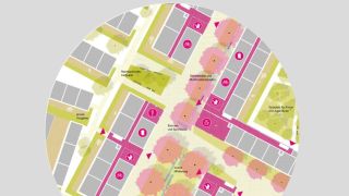 Visualisierung eines Stadtgebiets als Gebäudeblocks