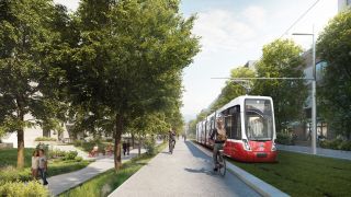 Visualisierung zeigt neue Flexity-Straßenbahn der Linie 27