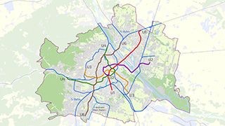 Wienplan mit der Ausbauphase 3 des Wiener U-Bahnnetzes