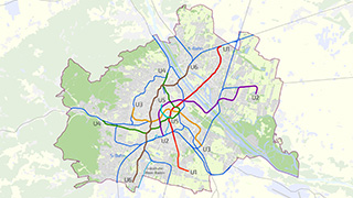 Wienplan mit der Ausbauphase 4 des Wiener U-Bahnnetzes