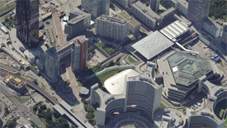Planauschnitt: Schräges Luftbild von Gebäuden