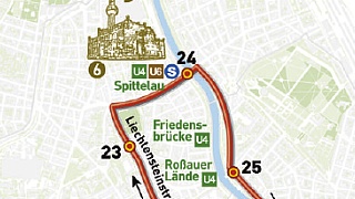Laufstreckenbersicht der Vienna City Marathons auf Grundlage der Flchen-Mehrzweckkarte