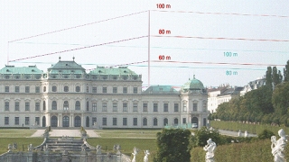 Sichtbarkeitsanalyse fr unterschiedliche Bauhhen in der Umgebung von Schloss Belvedere
