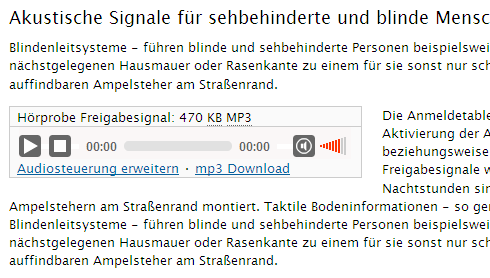 Screenshot eines im Artikel eingebundenen Audio-Files
