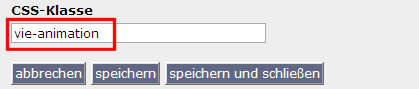 Eingabemaske für "Animation nochmals Starten" und Angabe der CSS-Klasse