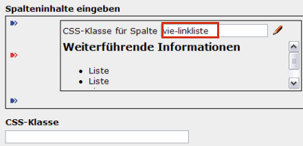 copyright: Stadt Wien Eingabemaske für Weiterführende Informationen und Angabe der CSS-Klasse