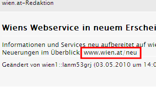 copyright: Stadt Wien Screenshot wien.at Diskussionsforum mit neuem Thema und rot umrandetem Link