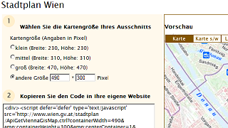 copyright: Stadt Wien Screenshot der Vorschau für die Einbindung eines Stadtplanausschnitts