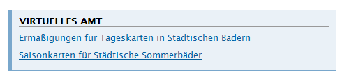 copyright: Stadt Wien Screenshot einer blau hinterlegten Linkbox "Virtuelles Amt" mit Links auf Amtshelferseiten